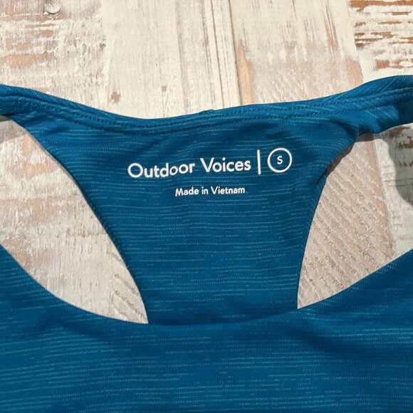 Outdoor Voices Crop Top Racer Back Heather Teal Padded Size Small - Picture 3 of 6